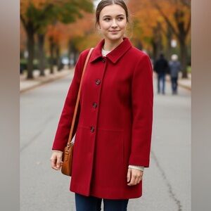 ALFRED Dunner Classic Red Wool Peacoat